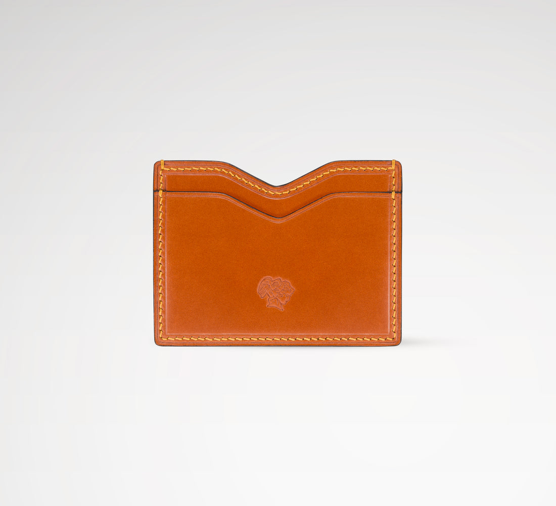 Berling Heirloom Amber card holder, Shell Cordovan, orange - front view