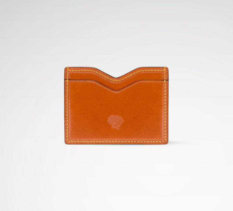 Berling Heirloom Amber card holder, Shell Cordovan, orange - front view