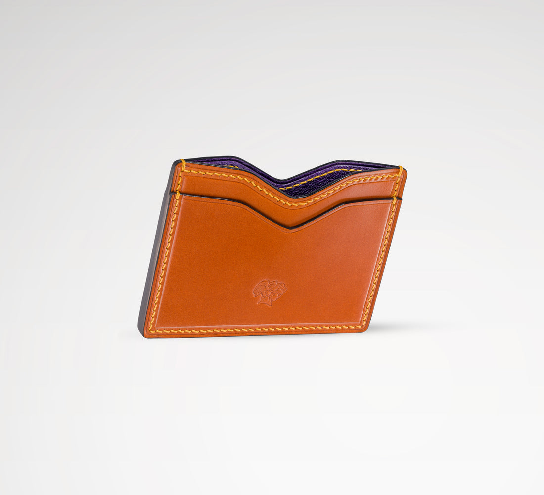 Berling Heirloom Amber card holder, Shell Cordovan, orange - side view