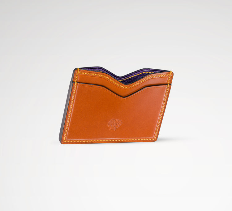 Berling Heirloom Amber card holder, Shell Cordovan, orange - side view