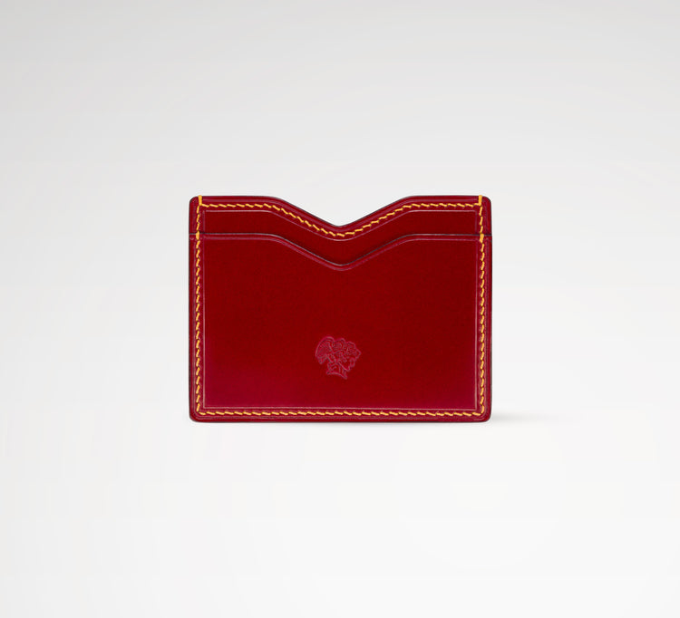 Berling Heirloom Crimson card holder, Shell Cordovan, red - front view
