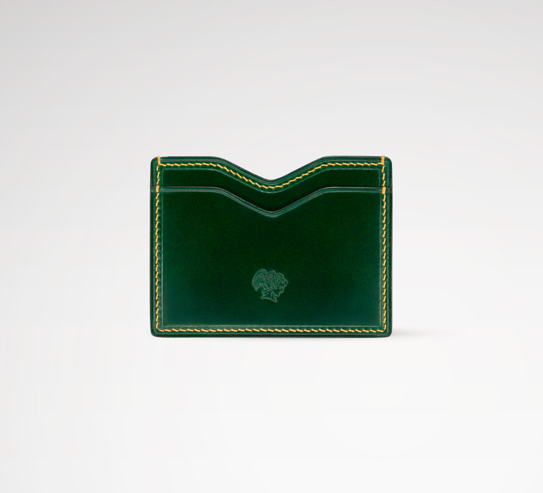 Berling Heirloom Emerald card holder, Shell Cordovan, green - front view