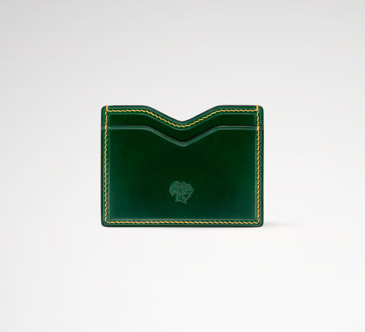 Berling Heirloom Emerald card holder, Shell Cordovan, green - front view