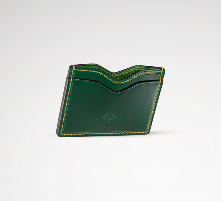 Berling Heirloom Emerald card holder, Shell Cordovan, green - side view