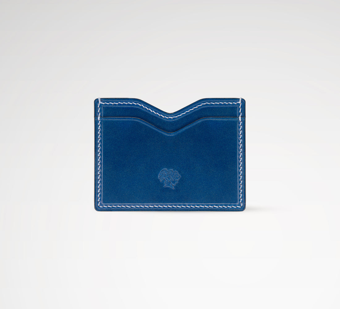 Berling Heirloom Lapis card holder, Shell Cordovan, blue - front view