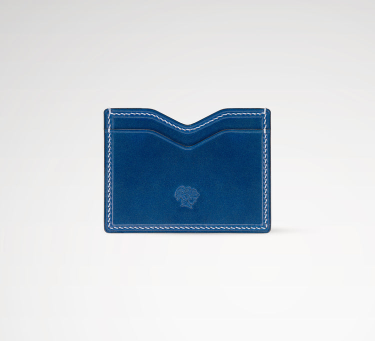 Berling Heirloom Lapis card holder, Shell Cordovan, blue - front view