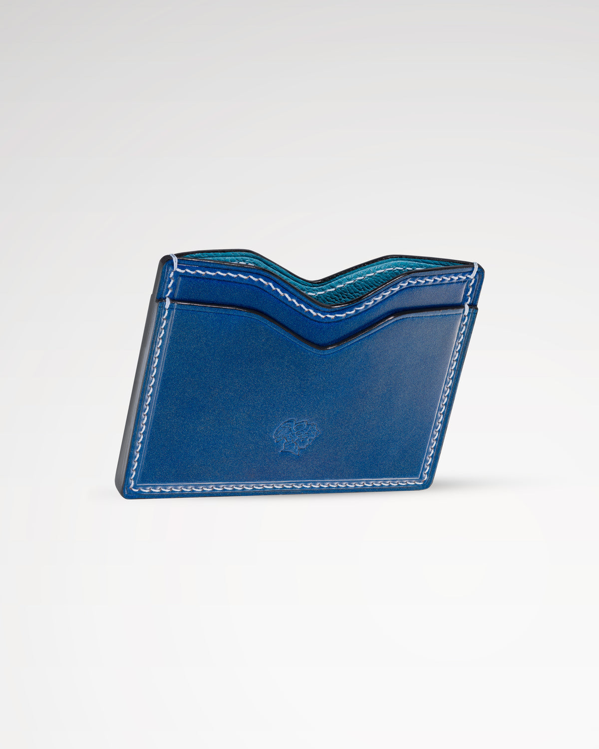 Berling Heirloom Lapis card holder, Shell Cordovan, blue - side view