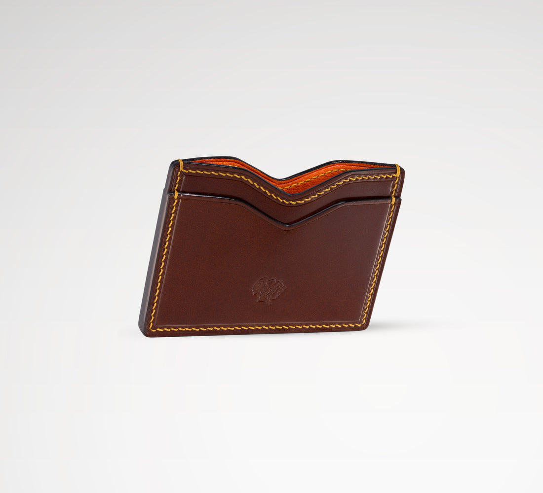 Berling Heirloom Sienna card holder, Shell Cordovan, brown - side view