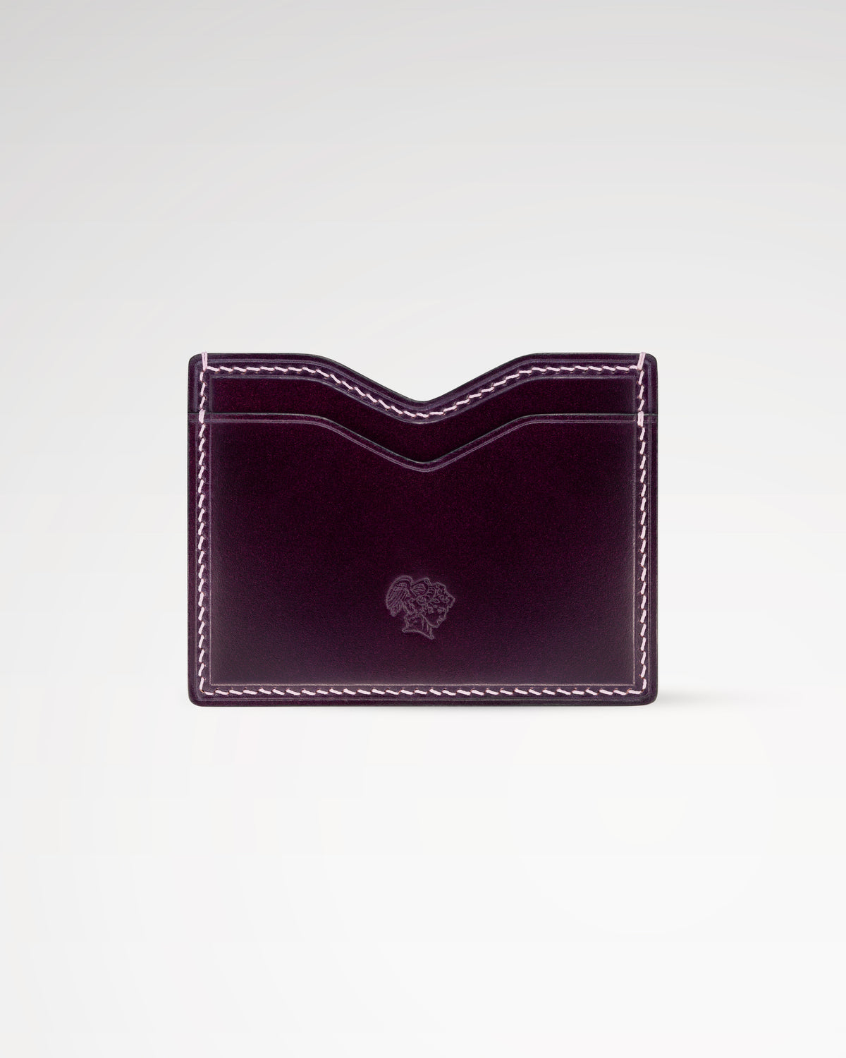 Berling Heirloom Tyrian card holder, Shell Cordovan, purple - front view