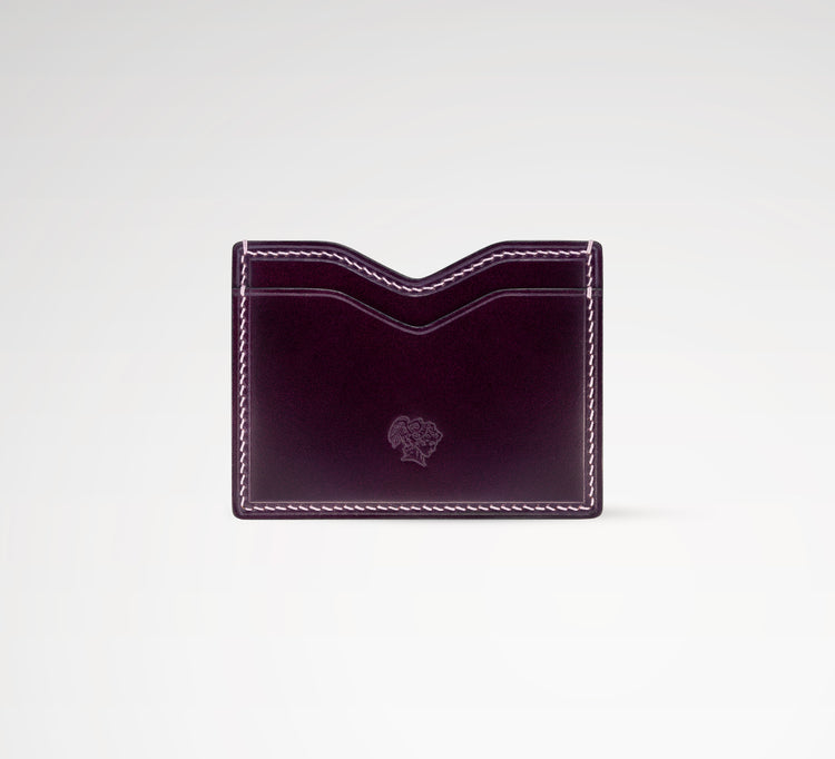 Berling Heirloom Tyrian card holder, Shell Cordovan, purple - front view