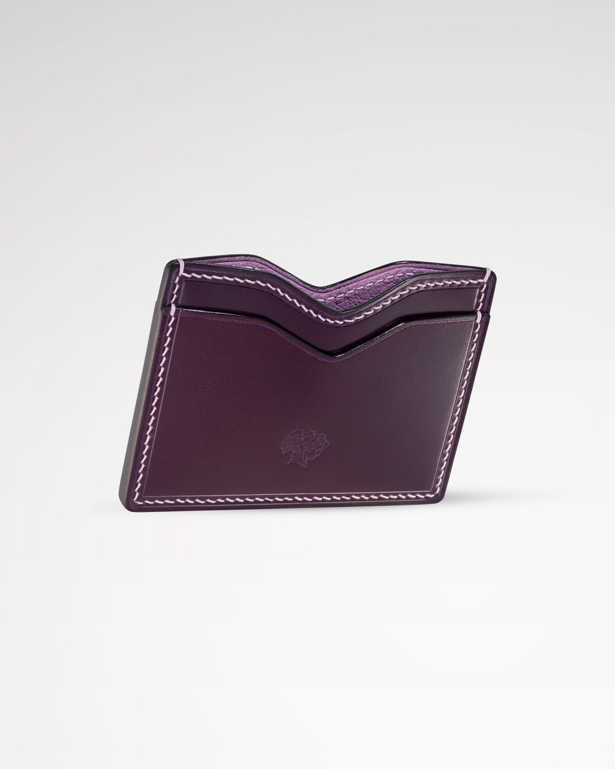 Berling Heirloom Tyrian card holder, Shell Cordovan, purple - side view